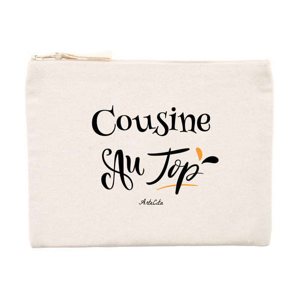Pochette - Cousine au Top - Matières recyclées - Cadeau Durable - Cadeau Personnalisable - Cadeaux-Positifs.com -Unique-Beige-