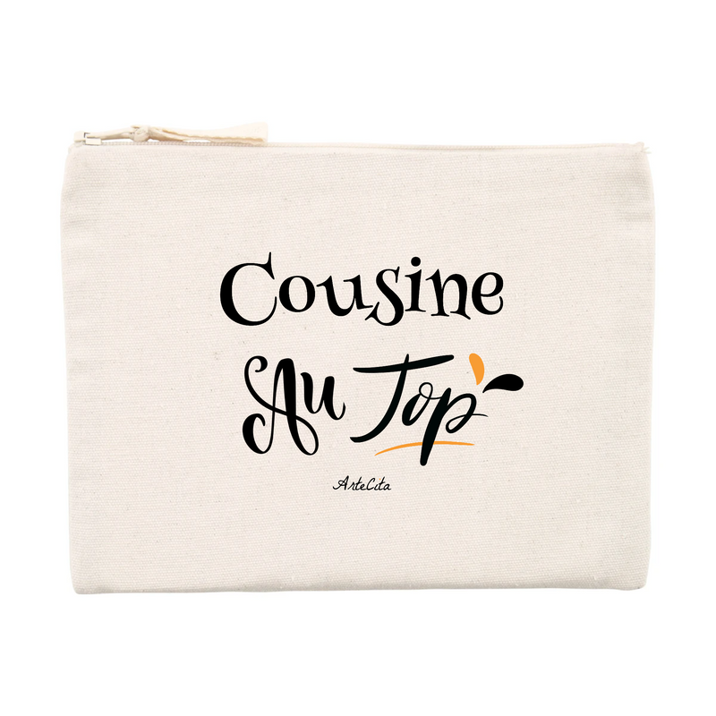 Cadeau anniversaire : Pochette - Cousine au Top - Matières recyclées - Cadeau Durable - Cadeau Personnalisable - Cadeaux-Positifs.com -Unique-Beige-