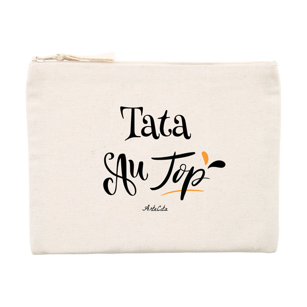 Pochette - Tata au Top - Matières recyclées - Cadeau Durable - Cadeau Personnalisable - Cadeaux-Positifs.com -Unique-Beige-