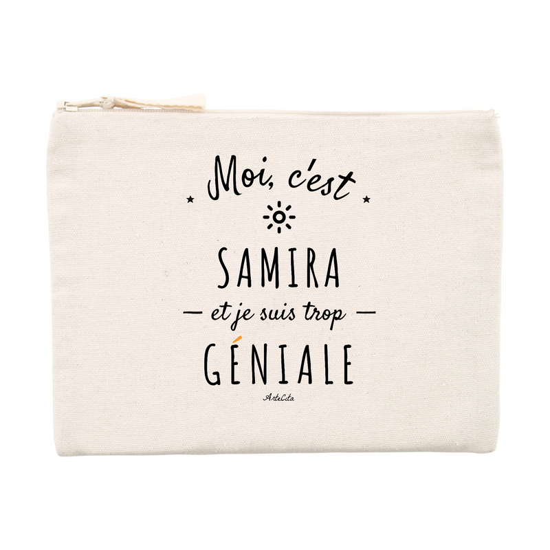 Cadeau anniversaire : Pochette - Samira est trop Géniale - Cadeau Durable & Original - Cadeau Personnalisable - Cadeaux-Positifs.com -Unique-Beige-