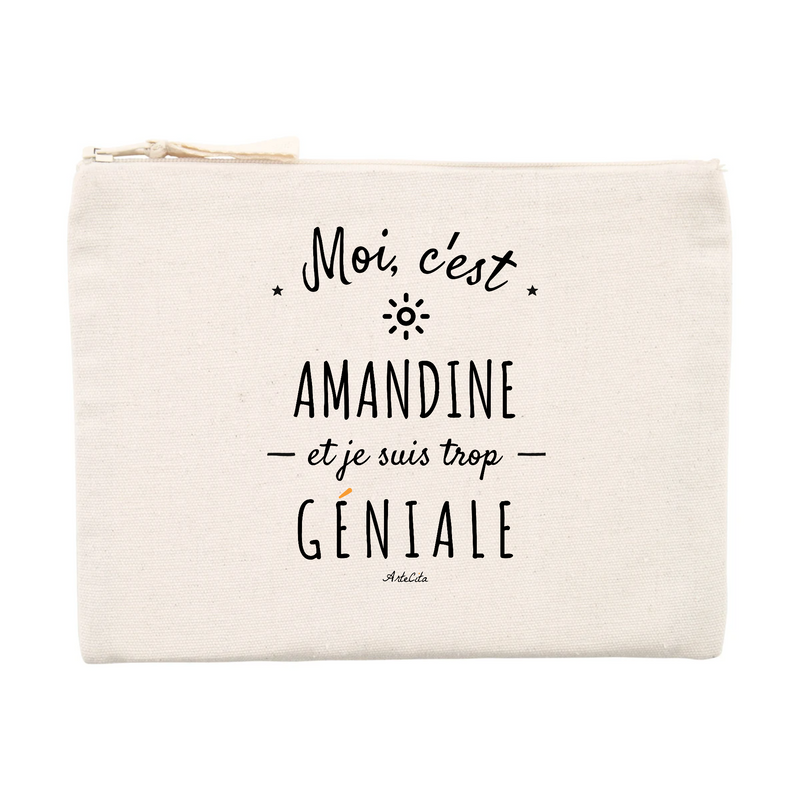Cadeau anniversaire : Pochette - Amandine est trop Géniale - Cadeau Durable & Original - Cadeau Personnalisable - Cadeaux-Positifs.com -Unique-Beige-