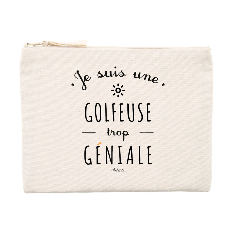 Cadeau anniversaire : Pochette - Une Golfeuse trop Géniale - Cadeau éco-responsable - Cadeau Personnalisable - Cadeaux-Positifs.com -Unique-Beige-