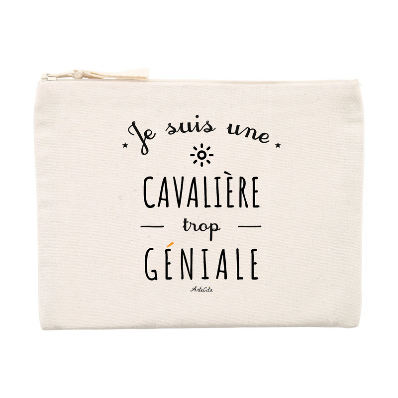 Cadeau anniversaire : Pochette - Une Cavalière trop Géniale - Cadeau éco-responsable - Cadeau Personnalisable - Cadeaux-Positifs.com -Unique-Beige-