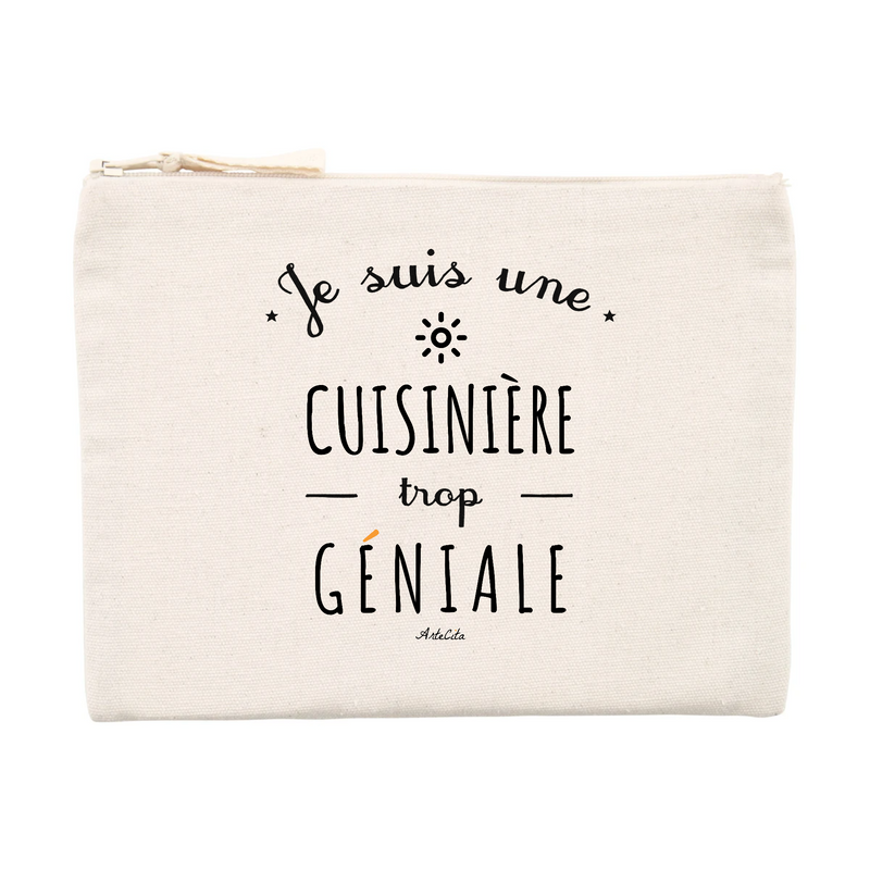 Cadeau anniversaire : Pochette - Une Cuisinière trop Géniale - Cadeau Durable - Cadeau Personnalisable - Cadeaux-Positifs.com -Unique-Beige-