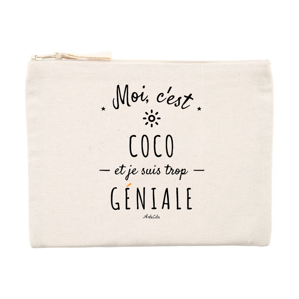 Pochette - Coco est trop Géniale - Cadeau Durable & Original - Cadeau Personnalisable - Cadeaux-Positifs.com -Unique-Beige-