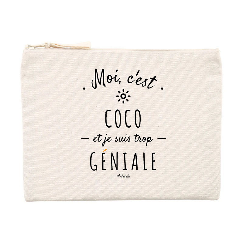 Cadeau anniversaire : Pochette - Coco est trop Géniale - Cadeau Durable & Original - Cadeau Personnalisable - Cadeaux-Positifs.com -Unique-Beige-