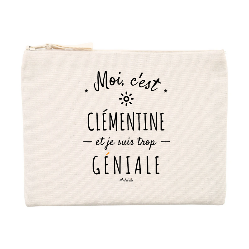 Cadeau anniversaire : Pochette - Clémentine est trop Géniale - Cadeau Durable & Original - Cadeau Personnalisable - Cadeaux-Positifs.com -Unique-Beige-