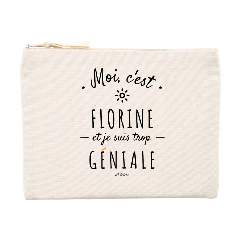 Cadeau anniversaire : Pochette - Florine est trop Géniale - Cadeau Durable & Original - Cadeau Personnalisable - Cadeaux-Positifs.com -Unique-Beige-