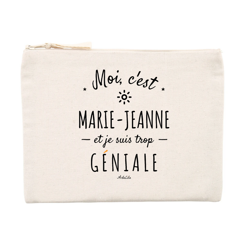 Cadeau anniversaire : Pochette - Marie-Jeanne est trop Géniale - Cadeau Durable & Original - Cadeau Personnalisable - Cadeaux-Positifs.com -Unique-Beige-