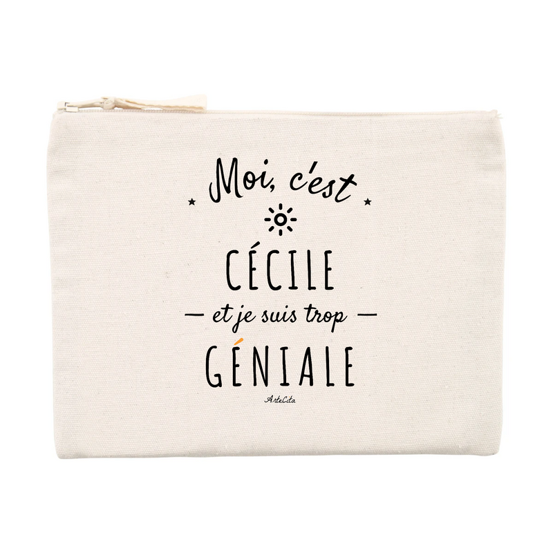 Cadeau anniversaire : Pochette - Cécile est trop Géniale - Cadeau Durable & Original - Cadeau Personnalisable - Cadeaux-Positifs.com -Unique-Beige-
