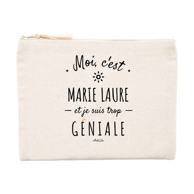 Cadeau anniversaire : Pochette - Marie Laure est trop Géniale - Cadeau Durable & Original - Cadeau Personnalisable - Cadeaux-Positifs.com -Unique-Beige-