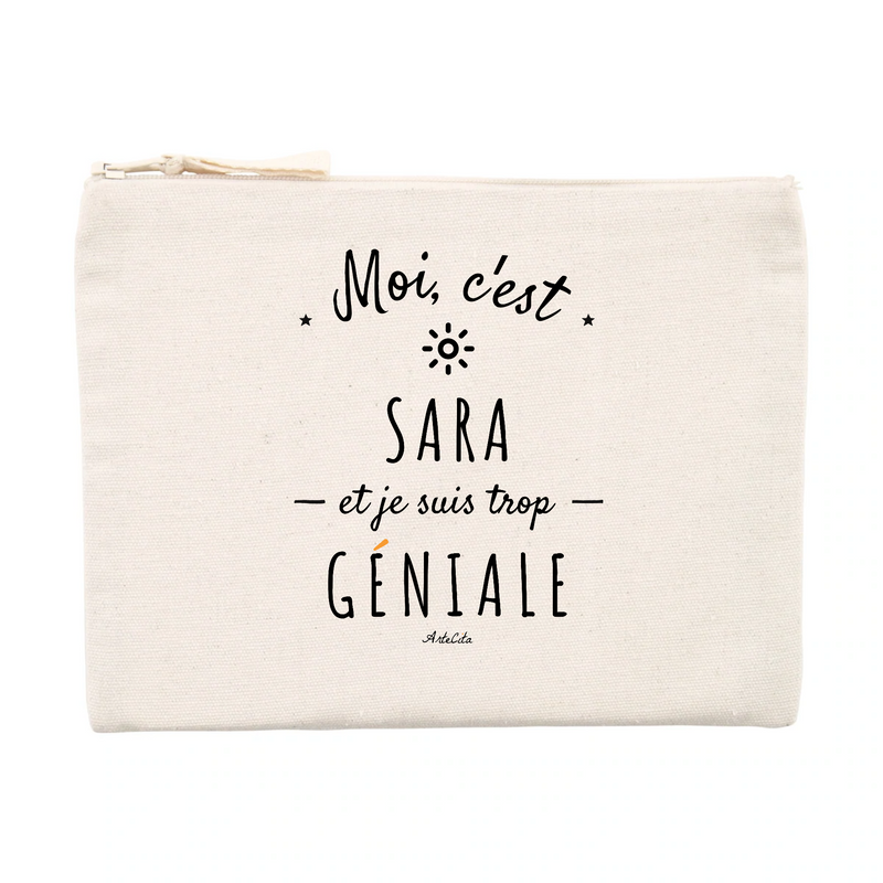Cadeau anniversaire : Pochette - Sara est trop Géniale - Cadeau Original & Durable - Cadeau Personnalisable - Cadeaux-Positifs.com -Unique-Beige-