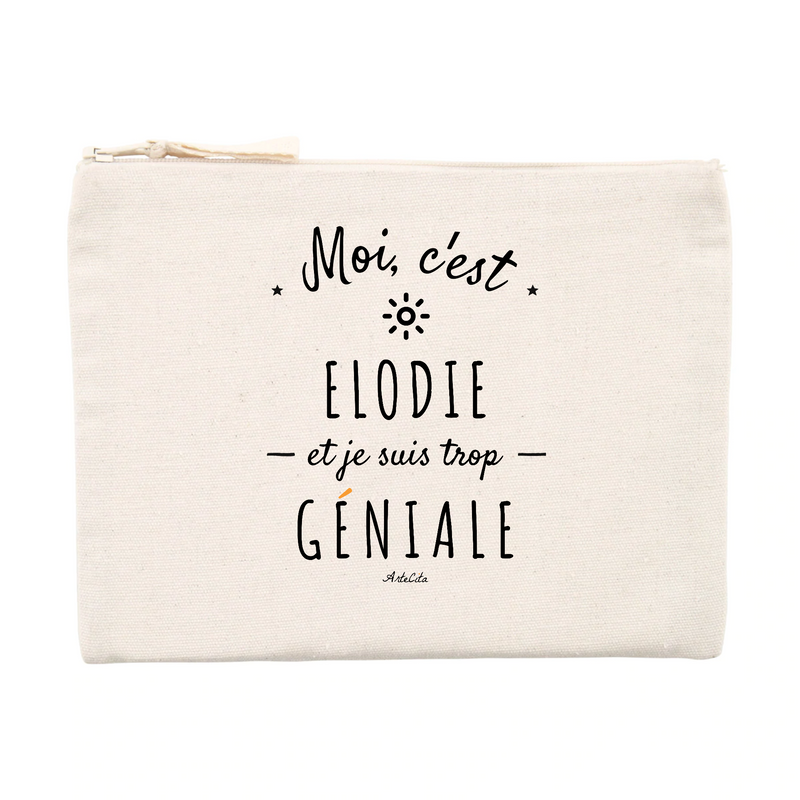 Cadeau anniversaire : Pochette - Elodie est trop Géniale - Cadeau Durable & Original - Cadeau Personnalisable - Cadeaux-Positifs.com -Unique-Beige-