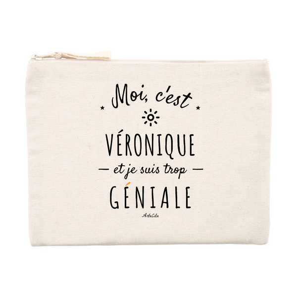 Pochette - Véronique est trop Géniale - Cadeau Durable & Original - Cadeau Personnalisable - Cadeaux-Positifs.com -Unique-Beige-