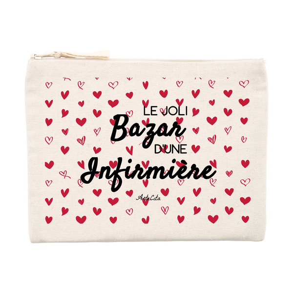 Pochette - Le joli Bazar d'une Infirmière - Cadeau Durable & Original - Cadeau Personnalisable - Cadeaux-Positifs.com -Unique-Beige-