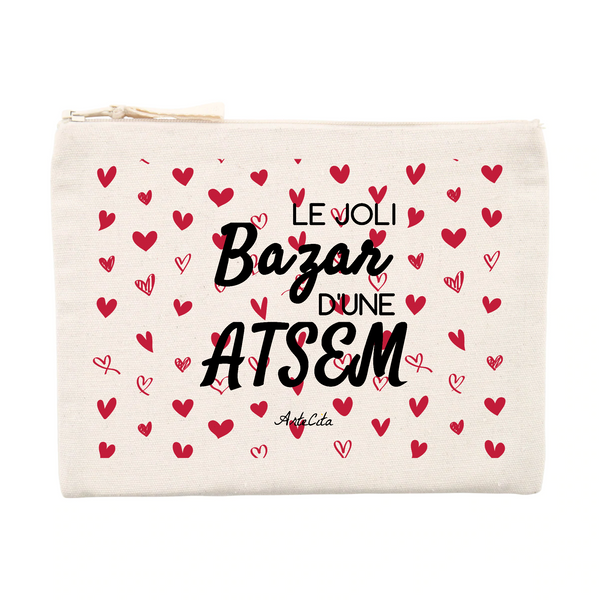 Pochette - Le joli Bazar d'une ATSEM - Cadeau Durable - Cadeau Personnalisable - Cadeaux-Positifs.com -Unique-Beige-