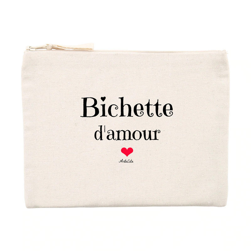 Cadeau anniversaire : Pochette - Bichette d'amour - Matières recyclées - Cadeau Tendre - Cadeau Personnalisable - Cadeaux-Positifs.com -Unique-Beige-