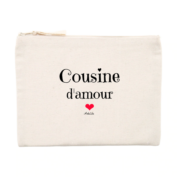 Pochette - Cousine d'amour - Matières recyclées - Cadeau Tendre - Cadeau Personnalisable - Cadeaux-Positifs.com -Unique-Beige-