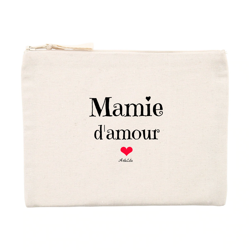 Cadeau anniversaire : Pochette - Mamie d'amour - Matières recyclées - Cadeau Tendre - Cadeau Personnalisable - Cadeaux-Positifs.com -Unique-Beige-