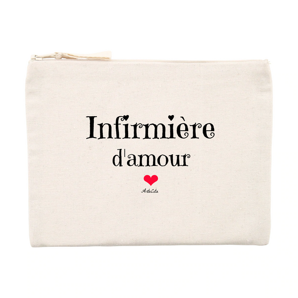 Pochette - Infirmière d'amour - Matières recyclées - Cadeau Tendre - Cadeau Personnalisable - Cadeaux-Positifs.com -Unique-Beige-