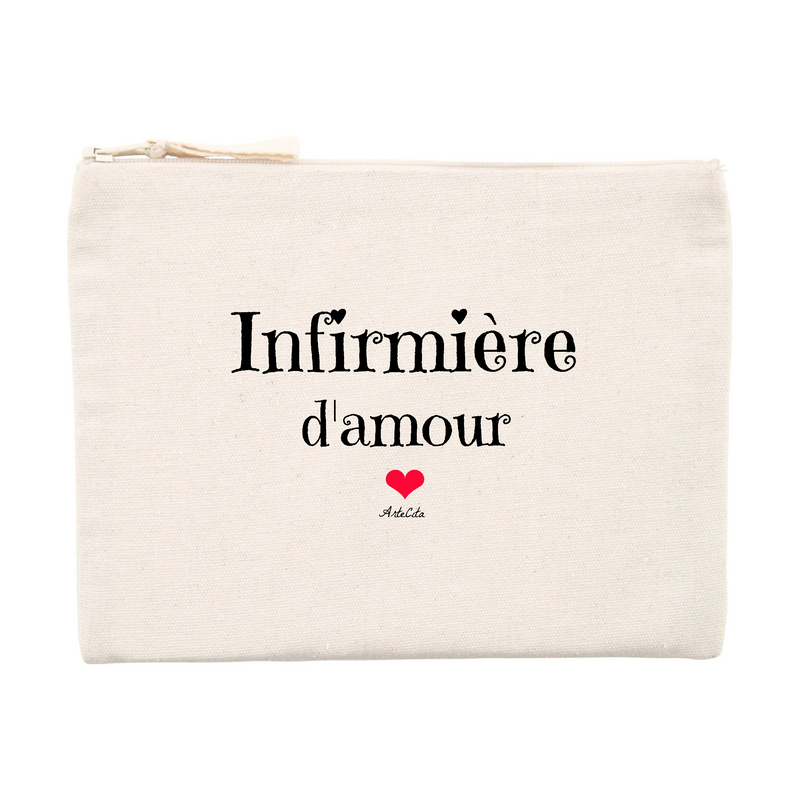 Cadeau anniversaire : Pochette - Infirmière d'amour - Matières recyclées - Cadeau Tendre - Cadeau Personnalisable - Cadeaux-Positifs.com -Unique-Beige-