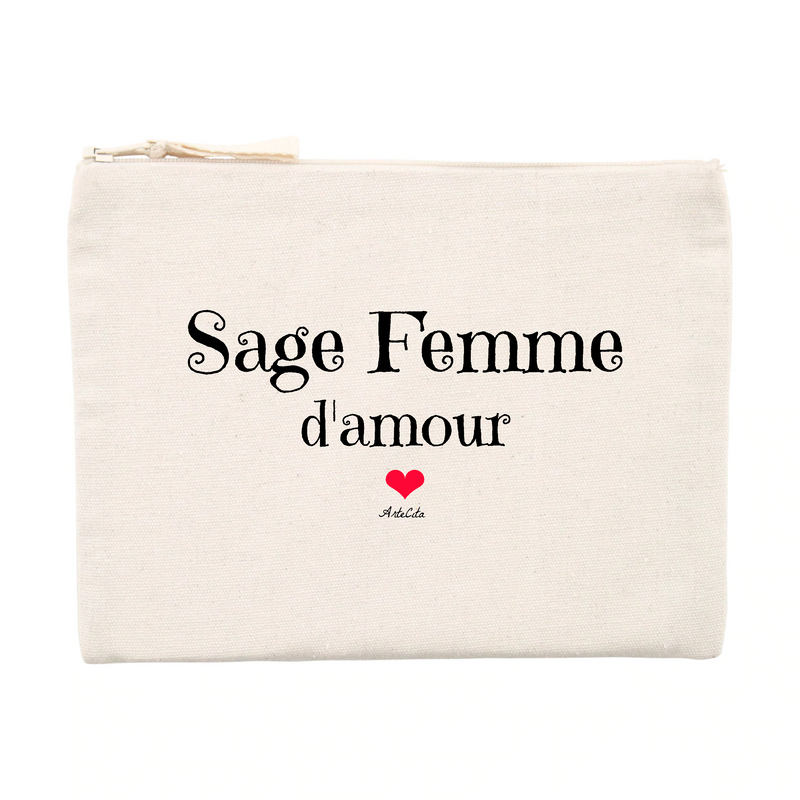 Cadeau anniversaire : Pochette - Sage Femme d'amour - Matières recyclées - Cadeau Tendre - Cadeau Personnalisable - Cadeaux-Positifs.com -Unique-Beige-
