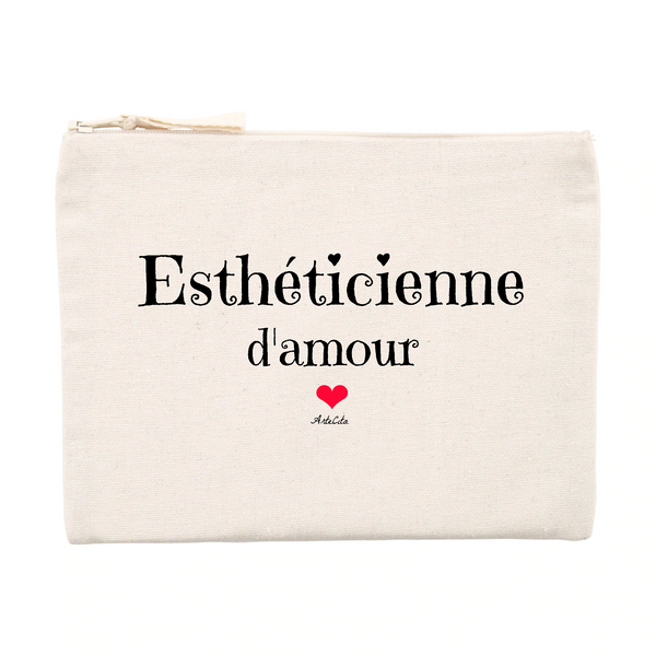 Pochette - Esthéticienne d'amour - Matières recyclées - Cadeau Tendre - Cadeau Personnalisable - Cadeaux-Positifs.com -Unique-Beige-