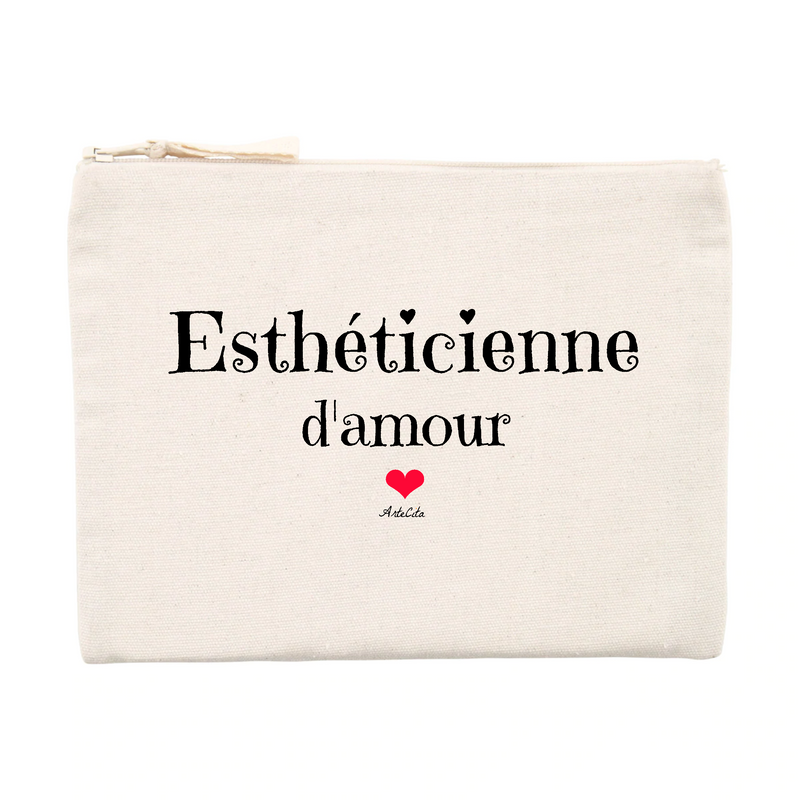 Cadeau anniversaire : Pochette - Esthéticienne d'amour - Matières recyclées - Cadeau Tendre - Cadeau Personnalisable - Cadeaux-Positifs.com -Unique-Beige-