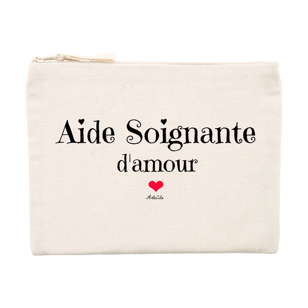 Pochette - Aide Soignante d'amour - Matières recyclées - Cadeau Tendre - Cadeau Personnalisable - Cadeaux-Positifs.com -Unique-Beige-