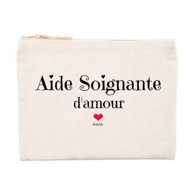 Cadeau anniversaire : Pochette - Aide Soignante d'amour - Matières recyclées - Cadeau Tendre - Cadeau Personnalisable - Cadeaux-Positifs.com -Unique-Beige-