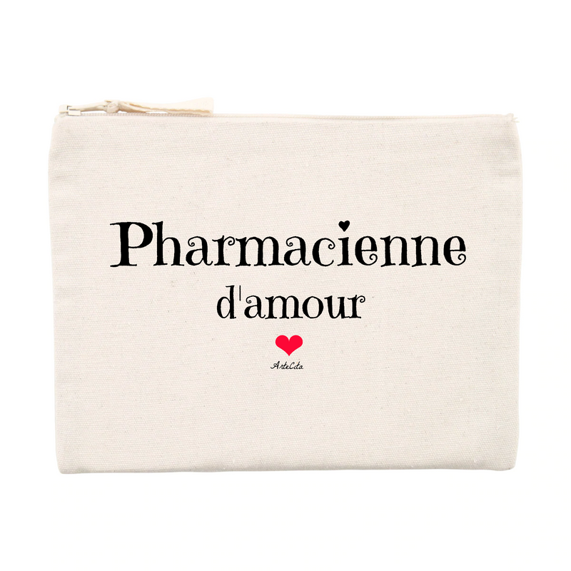 Cadeau anniversaire : Pochette - Pharmacienne d'amour - Matières recyclées - Cadeau Tendre - Cadeau Personnalisable - Cadeaux-Positifs.com -Unique-Beige-