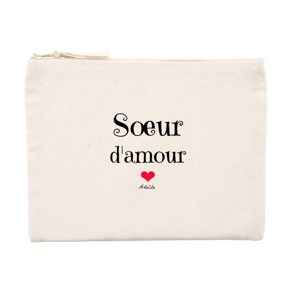 Pochette - Sœur d'amour - Matières recyclées - Cadeau Tendre - Cadeau Personnalisable - Cadeaux-Positifs.com -Unique-Beige-