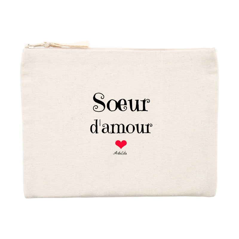 Cadeau anniversaire : Pochette - Sœur d'amour - Matières recyclées - Cadeau Tendre - Cadeau Personnalisable - Cadeaux-Positifs.com -Unique-Beige-