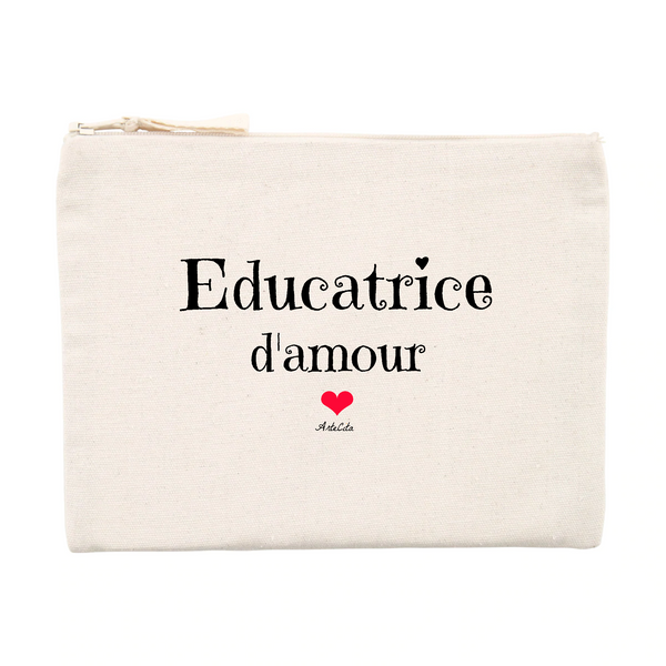 Pochette - Educatrice d'amour - Matières recyclées - Cadeau Tendre - Cadeau Personnalisable - Cadeaux-Positifs.com -Unique-Beige-