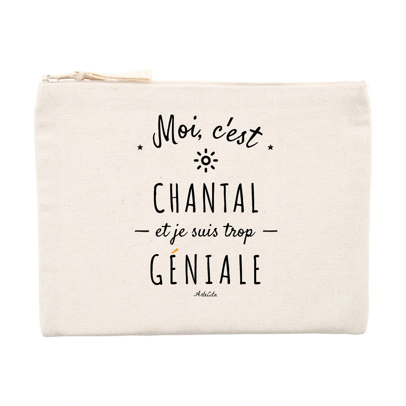 Cadeau anniversaire : Pochette - Chantal est trop Géniale - Cadeau Durable & Original - Cadeau Personnalisable - Cadeaux-Positifs.com -Unique-Beige-