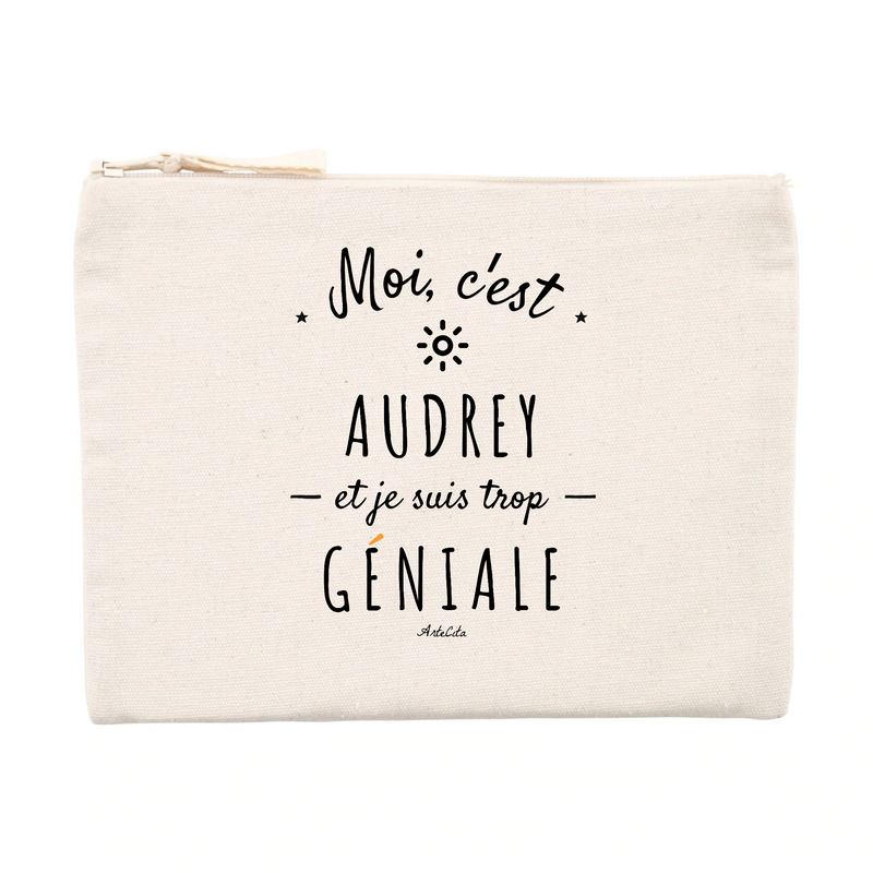 Cadeau anniversaire : Pochette - Audrey est trop Géniale - Cadeau Durable & Original - Cadeau Personnalisable - Cadeaux-Positifs.com -Unique-Beige-