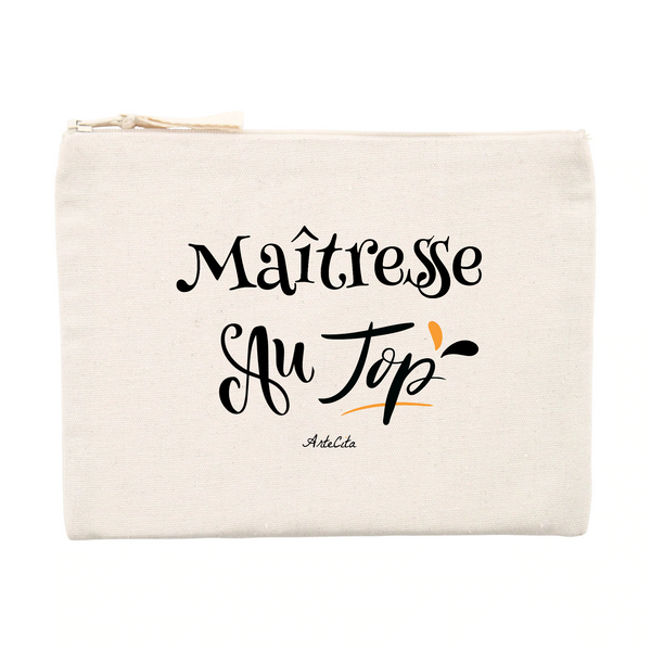 Pochette - Maîtresse au Top - Matières recyclées - Cadeau Original - Cadeau Personnalisable - Cadeaux-Positifs.com -Unique-Beige-