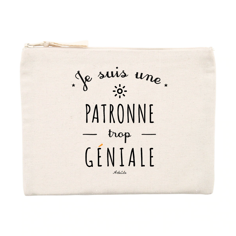 Cadeau anniversaire : Pochette - Une Patronne trop Géniale - Cadeau éco-responsable - Cadeau Personnalisable - Cadeaux-Positifs.com -Unique-Beige-