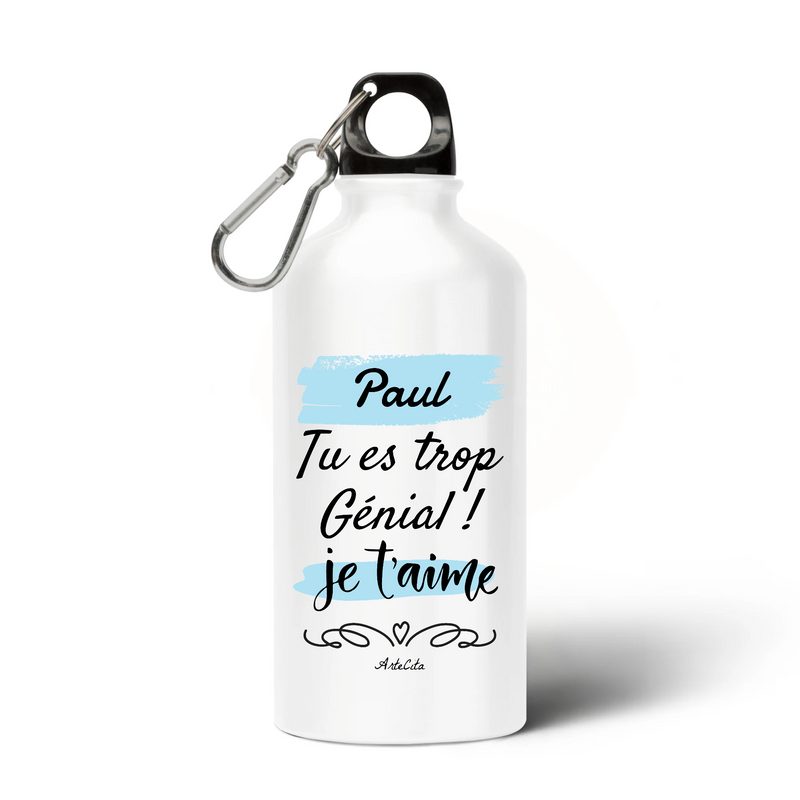 Cadeau anniversaire : Gourde - Paul je t'aime - Alu sans BPA - Cadeau Durable - Cadeau Personnalisable - Cadeaux-Positifs.com -Unique-Blanc-
