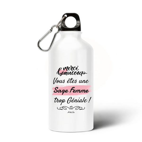 Gourde - Merci Sage Femme - Alu sans BPA - Cadeau Durable - Cadeau Personnalisable - Cadeaux-Positifs.com -Unique-Blanc-