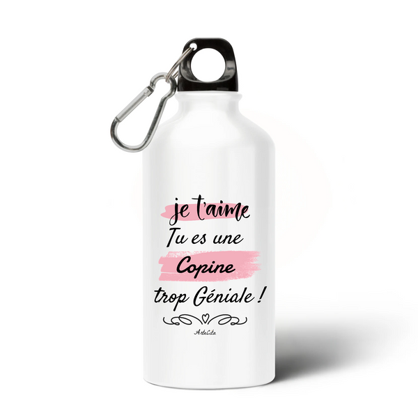 Gourde - Je t'aime, tu es une Copine trop Géniale - Alu sans BPA - Cadeau Personnalisable - Cadeaux-Positifs.com -Unique-Blanc-