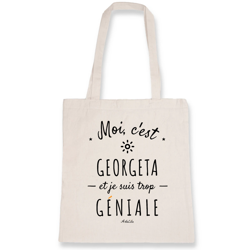 Cadeau anniversaire : Tote Bag - Georgeta est trop Géniale - Coton Bio - Cadeau Original - Cadeau Personnalisable - Cadeaux-Positifs.com -Unique-Blanc-
