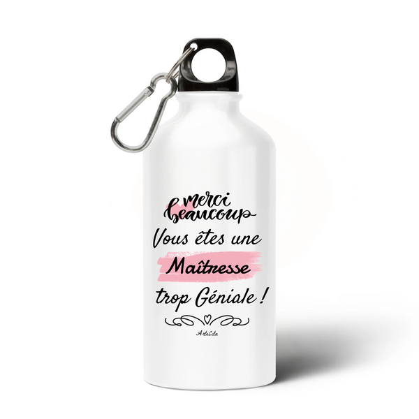 Gourde - Merci Maîtresse - Alu sans BPA - Cadeau Durable - Cadeau Personnalisable - Cadeaux-Positifs.com -Unique-Blanc-