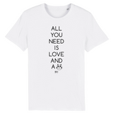 T-Shirt - All you need is Love and a Cat - Unisexe - Coton Bio - Cadeau Original - Cadeau Personnalisable - Cadeaux-Positifs.com -XS-Blanc-