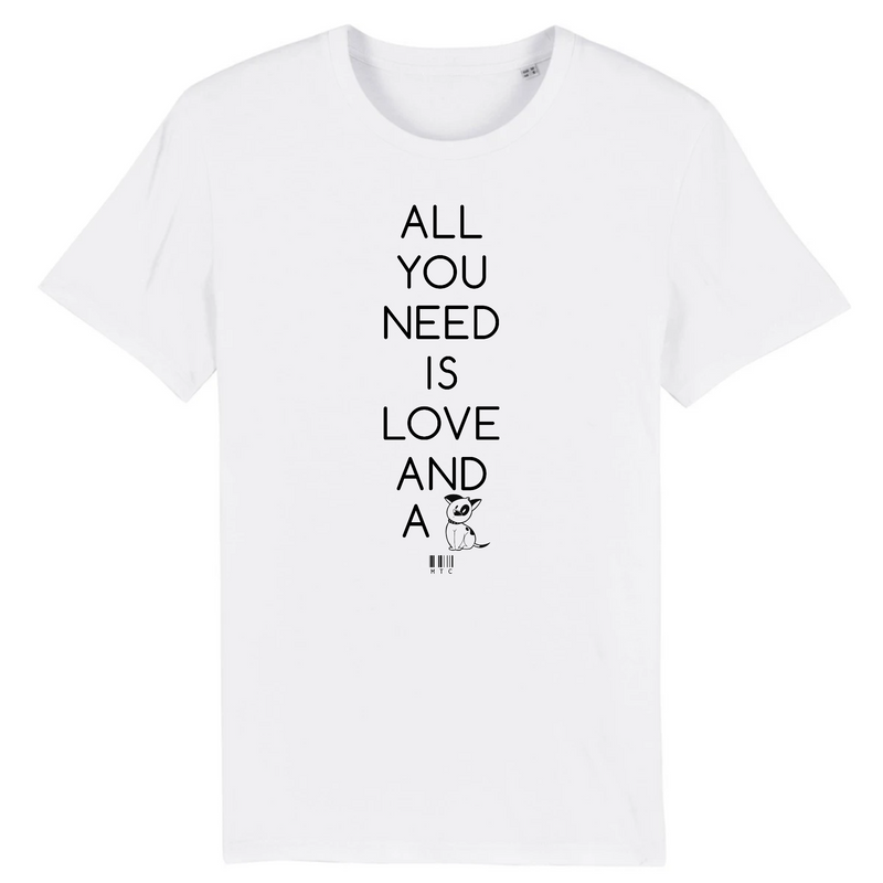 Cadeau anniversaire : T-Shirt - All you need is Love and a Dog - Unisexe - Coton Bio - Cadeau Original - Cadeau Personnalisable - Cadeaux-Positifs.com -XS-Blanc-