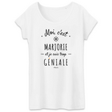 T-Shirt - Marjorie est trop Géniale - Coton Bio - Cadeau Original - Cadeau Personnalisable - Cadeaux-Positifs.com -XS-Blanc-