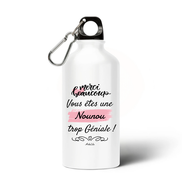 Gourde - Merci Nounou - Alu sans BPA - Cadeau Durable - Cadeau Personnalisable - Cadeaux-Positifs.com -Unique-Blanc-