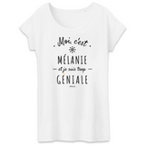T-Shirt - Mélanie est trop Géniale - Coton Bio - Cadeau Original - Cadeau Personnalisable - Cadeaux-Positifs.com -XS-Blanc-