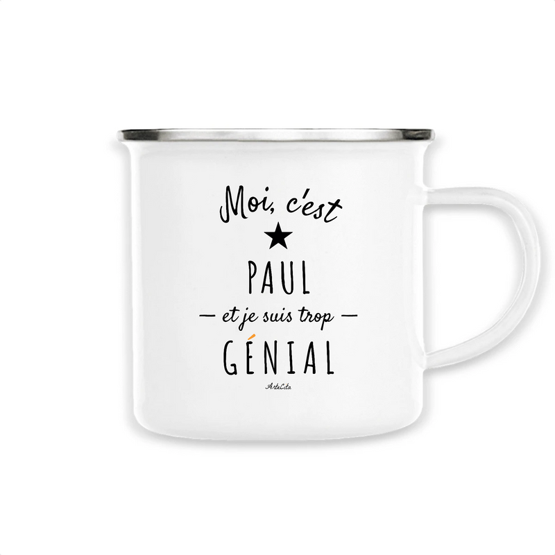 Cadeau anniversaire : Mug - Paul est trop Génial - Métal émaillé - Cadeau Original - Cadeau Personnalisable - Cadeaux-Positifs.com -Unique-Blanc-