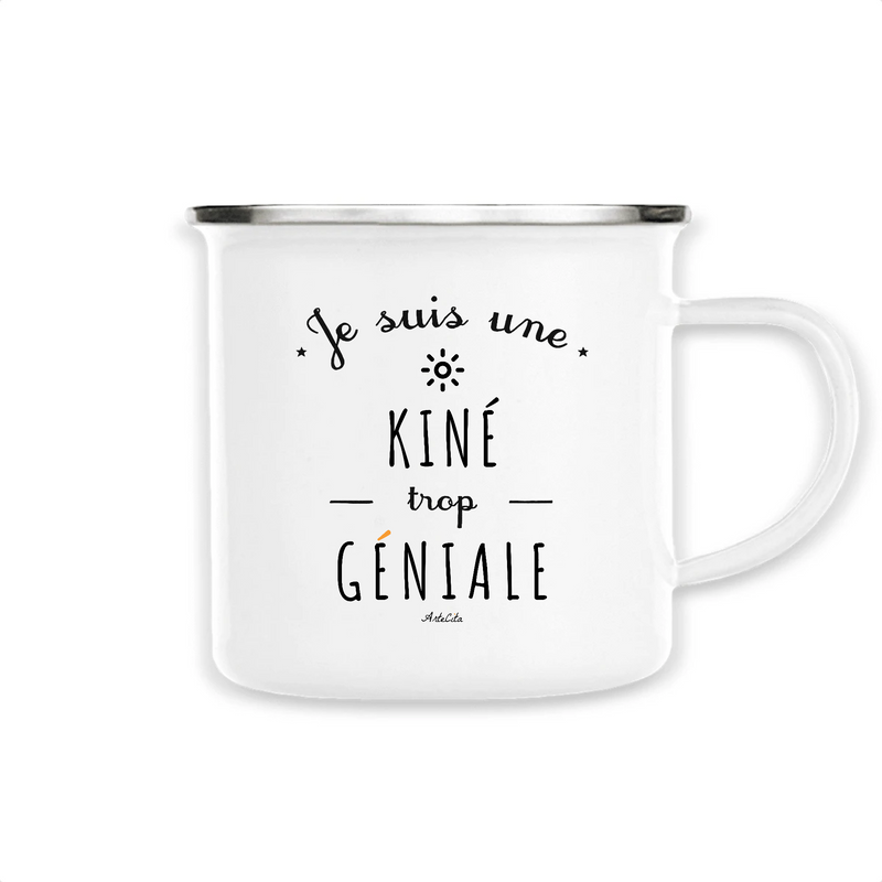 Cadeau anniversaire : Mug - Une Kiné trop Géniale - Métal émaillé - Cadeau Original - Cadeau Personnalisable - Cadeaux-Positifs.com -Unique-Blanc-
